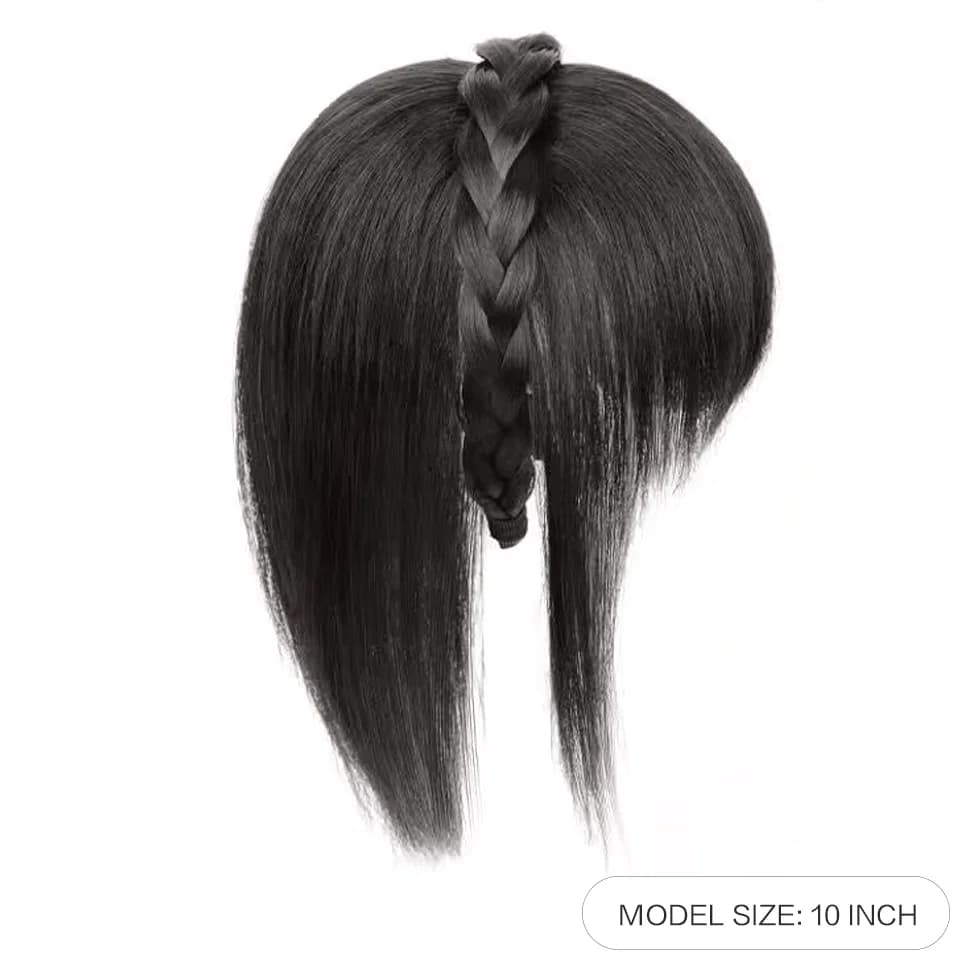 LUPU – bandeau tressé Chic avec frange et frange à clipser, Extensions capillaires synthétiques liss