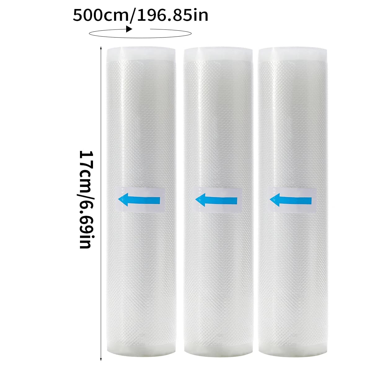 Rouleau de sac alimentaire scellé sous vide de 5m, 3 pièces, sans bisphénol A, sac de conservation s