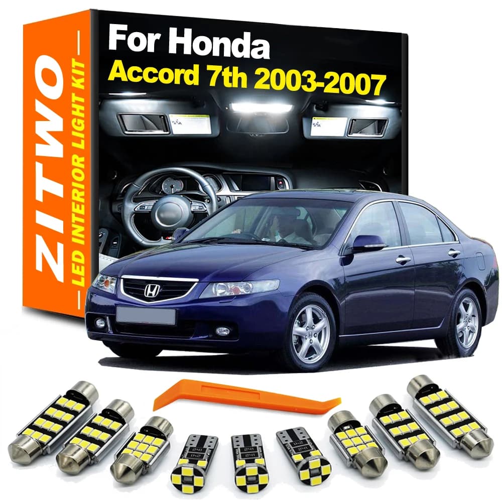 ZITWO 17 pièces Kit complet d'ampoules de lecture intérieure LED pour Honda Accord 7 VII MKVII MK7 7