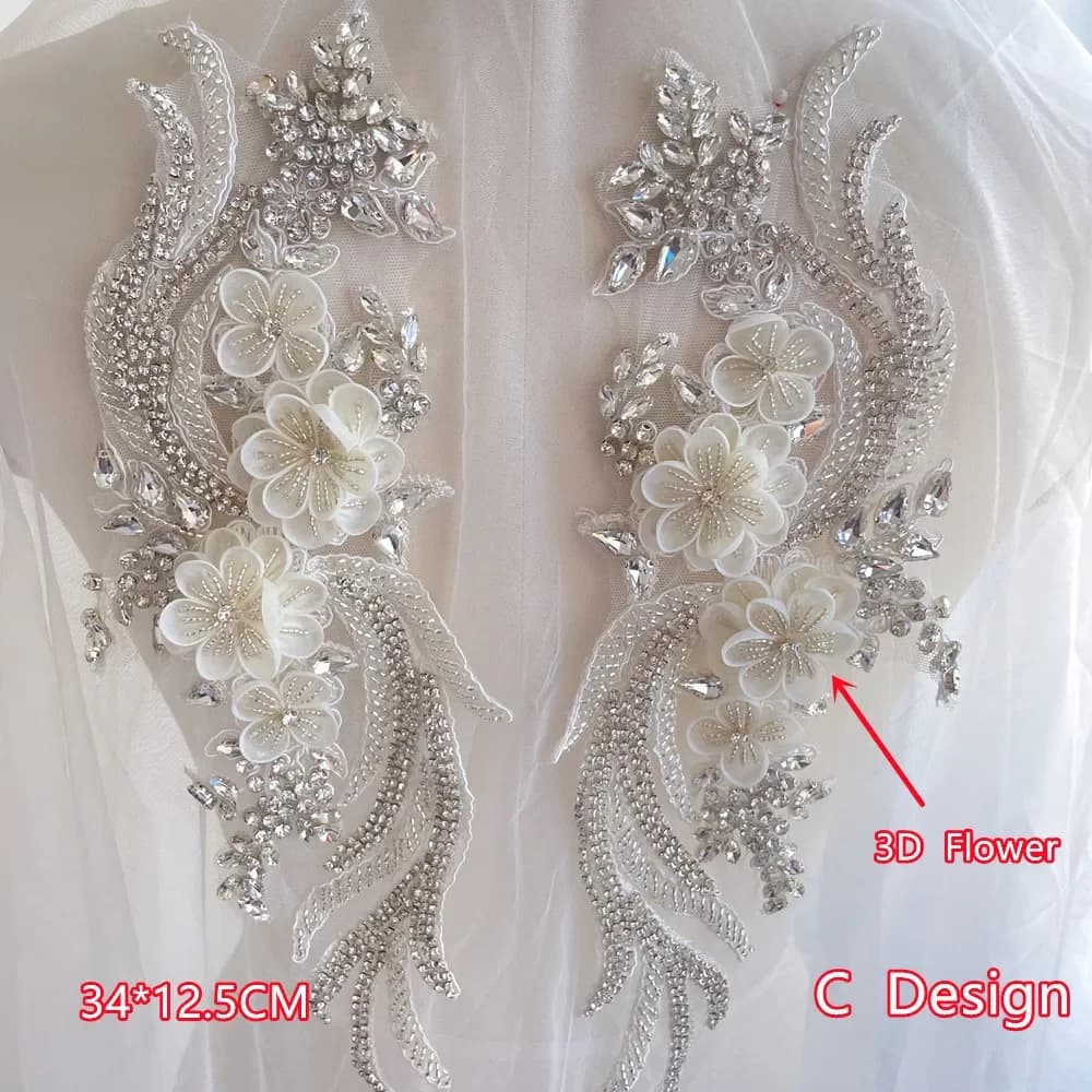 1 paire multicolore cousu à la main verre perceuse miroir fleurs scintillant strass ceintures épaule