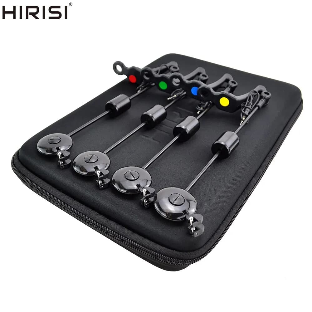Hirisi LED Pêche À La Carpe Swingers Drop Off Indicateur 4 Couleur Dans Zipped Case Carpe Équipement