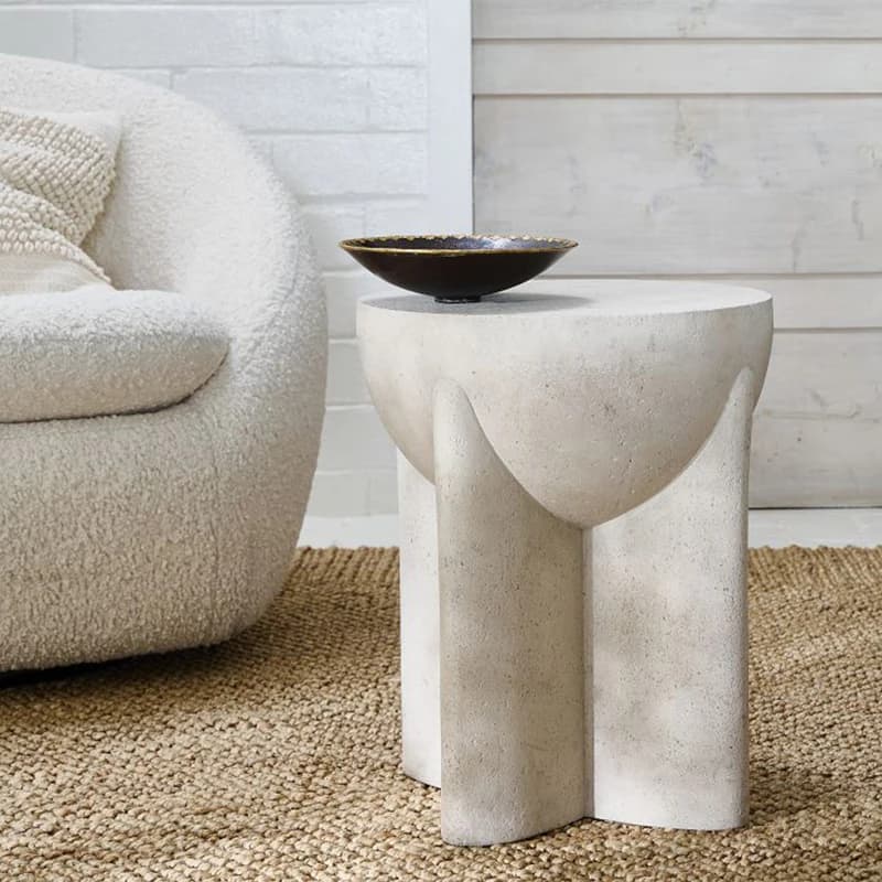 Table basse d'extérieur blanche crème française, design moderne, Table d'appoint ronde créative, meu