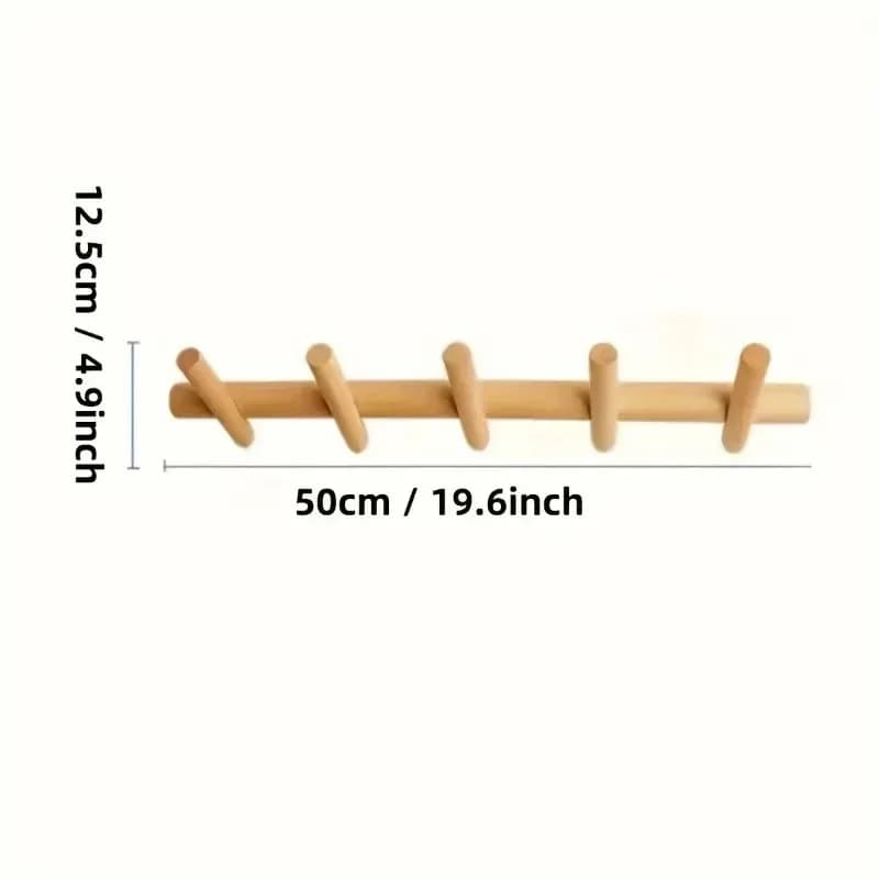 Porte-manteau nordique en bois massif avec 4/5 crochets, rangement mural suspendu pour vêtements, ch