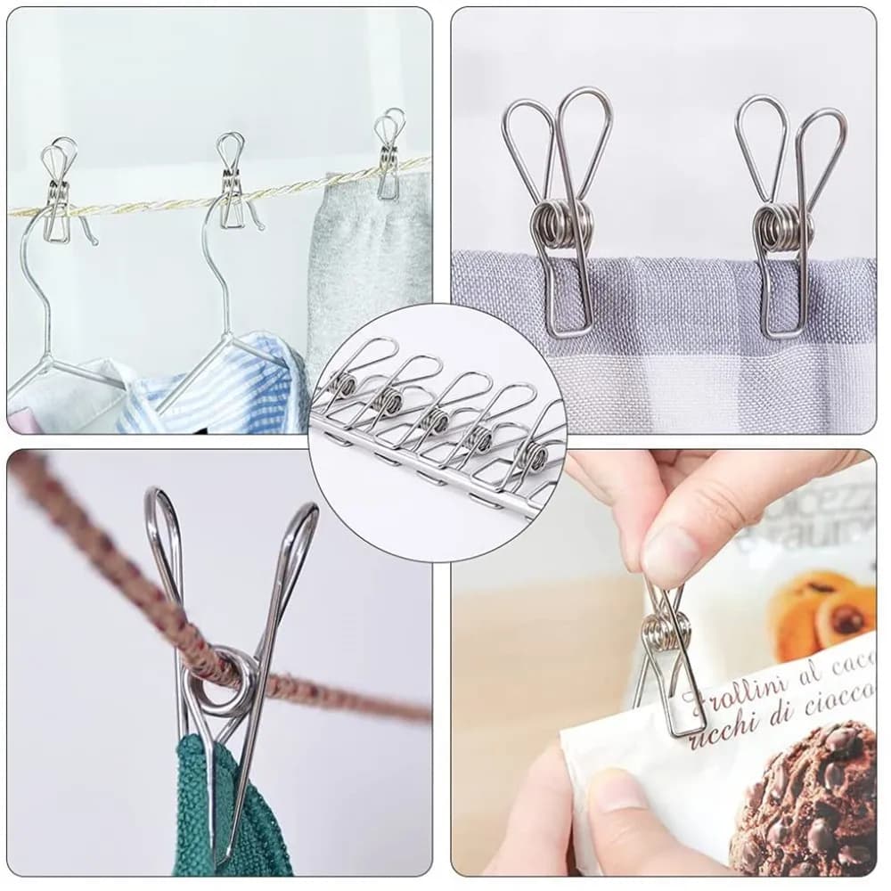 Pinces à linge en acier inoxydable, 10 à 100 pièces, pinces à linge en métal, outil de rangement à d