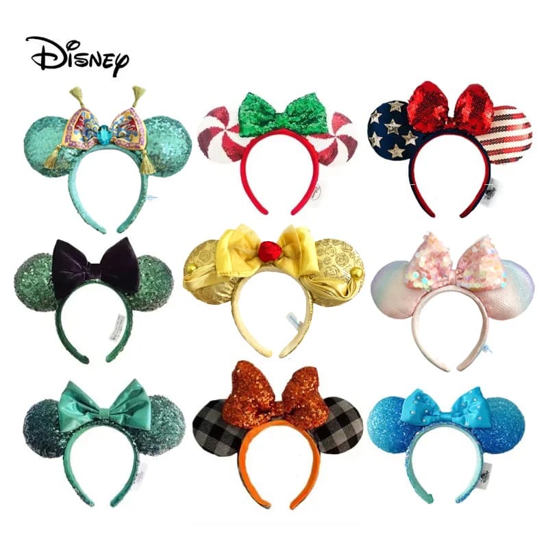 Serre-tête Disney Mickey Mouse avec grandes nœuds à pois, accessoire de déguisement en peluche pour 