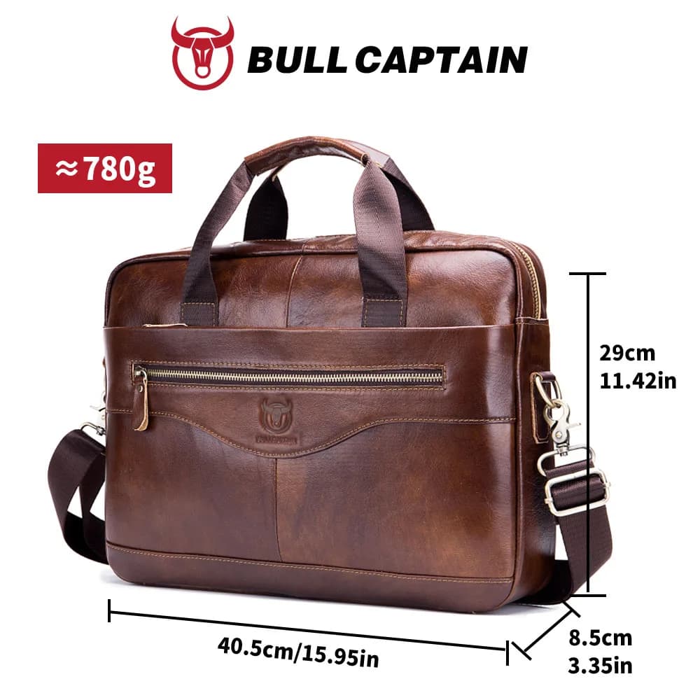 BULLCAPTAIN-Sac à Main en Cuir group pour Homme, Sacoche pour Bombes, Ordinateur Portable de 14 Pouc