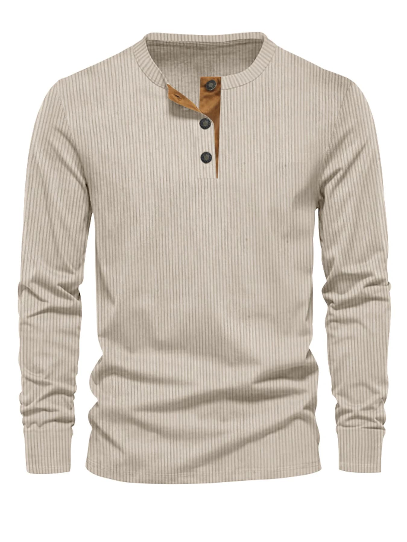 Nouveau T-shirt décontracté en velours côtelé pour homme, coupe slim, couleur unie, manches longues,