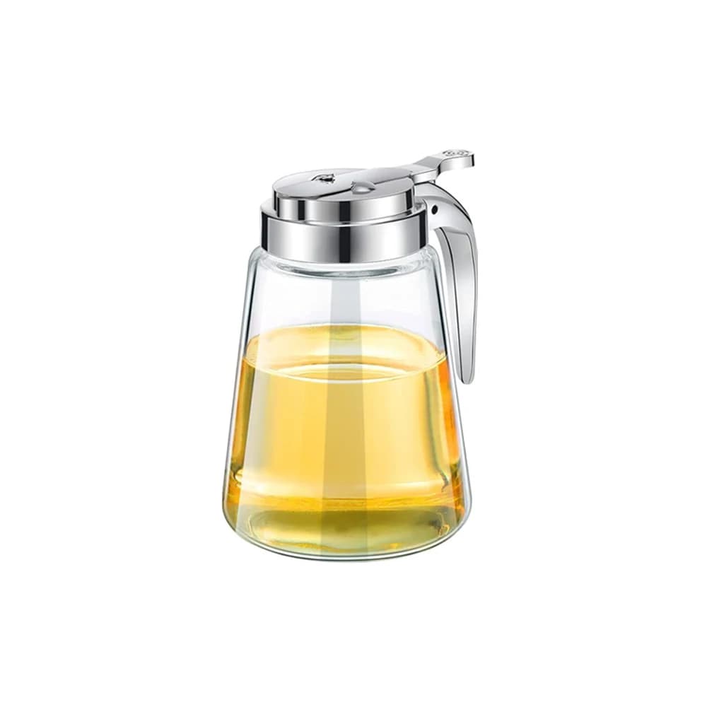 Distributeur de sirop en verre, pichet à miel et sirop d'érable avec bec rétractable, couvercle en p