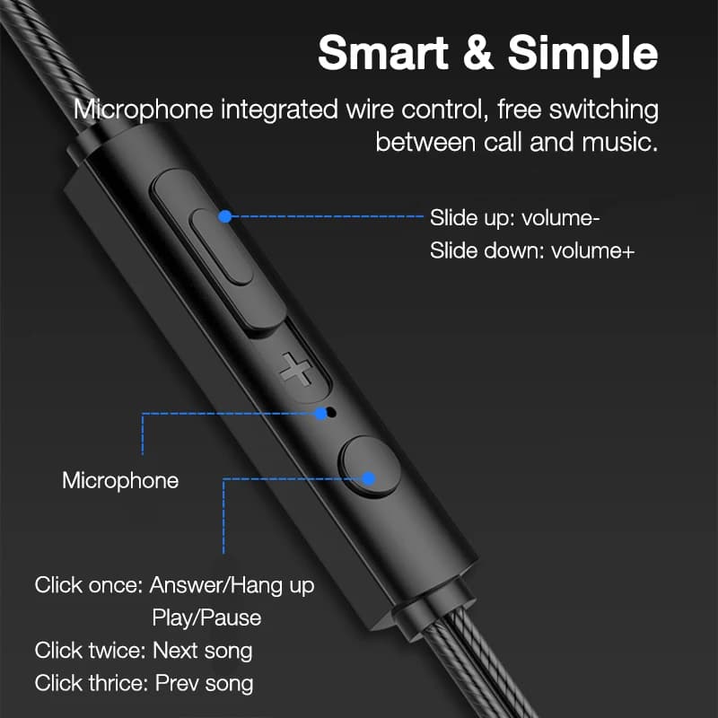 OLAF – écouteurs filaires intra-auriculaires de 3.5mm, avec Microphone, oreillettes stéréo basses, c
