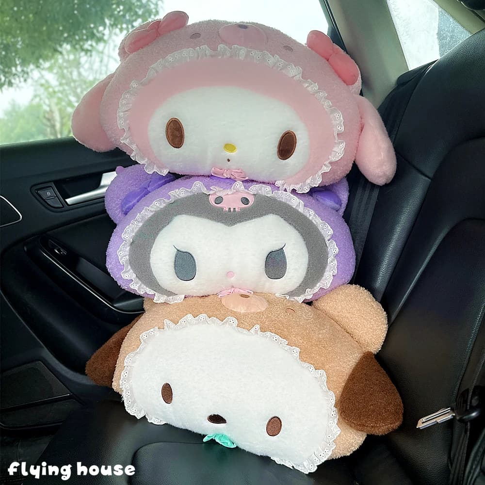 Coussin de Tête Mignon pour Siège de Voiture, Motif Dessin Animé Kuromi My Melody Cinnamoroll Pom Po