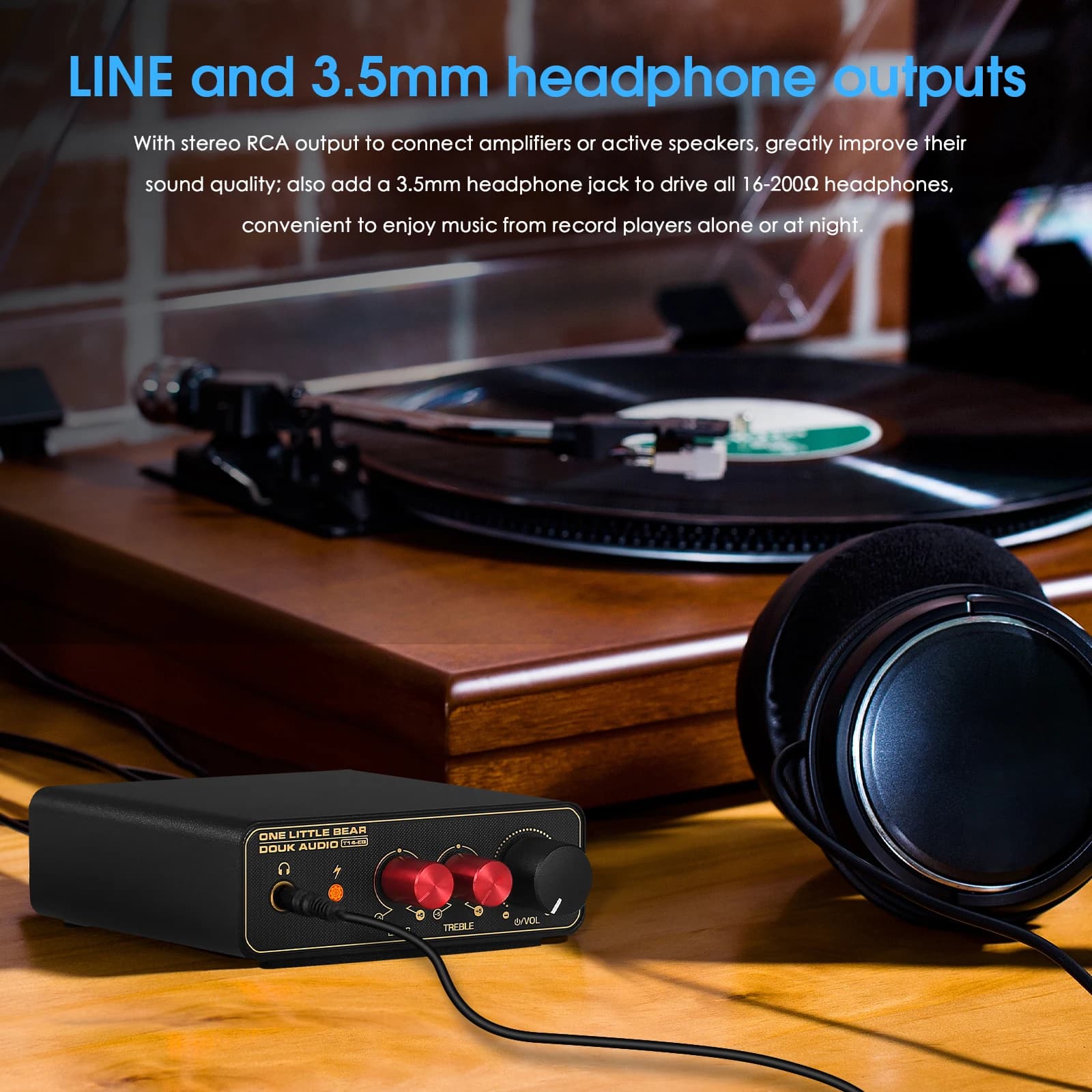 Douk Audio T14-EQ stéréo RIAA MM/MC préampli de scène Phono maison platine préamplificateur avec amp