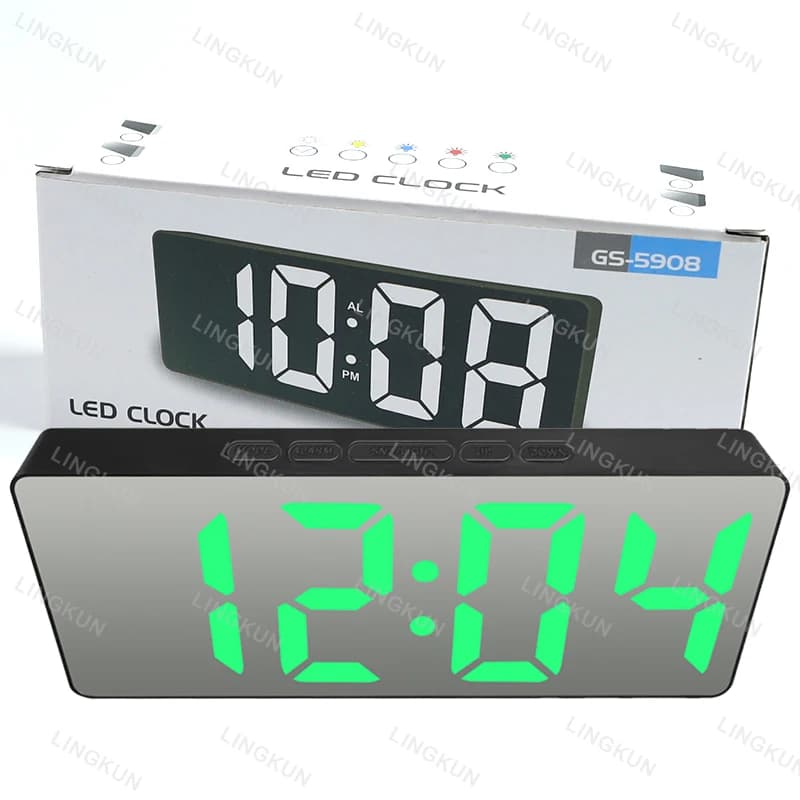 Dernière horloge numérique LED réveil chambre horloge de bureau électronique avec affichage de la te