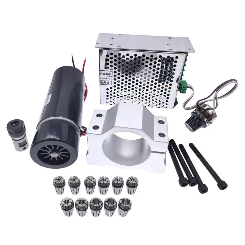 Moteur de broche refroidi par Air 500W, 100VDC + WK611, régulateur de vitesse d'alimentation, mandri
