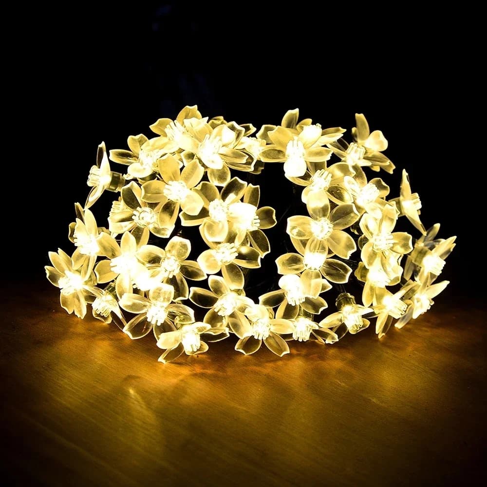 10 M/7 M chaîne solaire lumières de noël en plein air 100/50/20LED 8 Mode étanche fleur jardin fleur