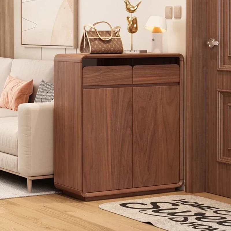 Meuble à chaussures en bois gain de place avec miroir, étagère design pour couloir, entrée, cuisine 