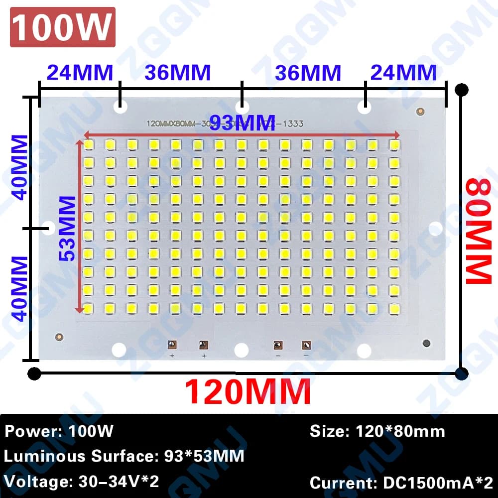 1 pièces projecteur LED pleine puissance PCB 10W 20W 30W 50W 100W 150W SMD2835 LED PCB lampe plaque 