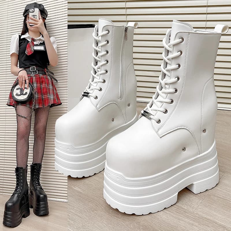 Talons Ultra hauts ~ bottes rehaussantes de 24cm pour femmes, nouvelles bottes courtes de grande tai