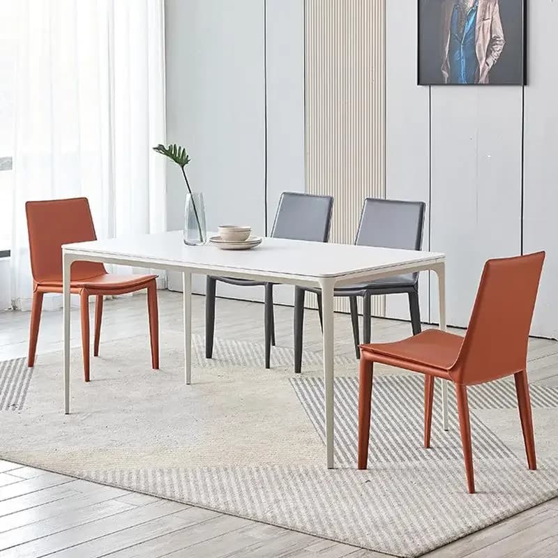 Chaise de salle à manger en cuir de selle minimaliste italienne, chaise de luxe à dossier confortabl