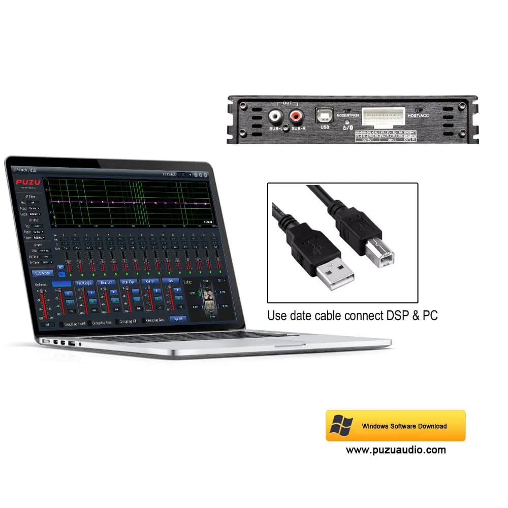 PUZU PZ-C7 faisceau de câbles 4X150W amplificateur DSP de voiture mise à niveau sonore d'autoradio p