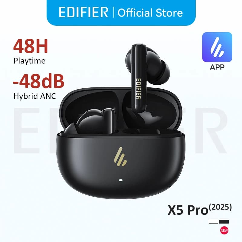Écouteurs Bluetooth TWS Edifier X5 Pro à réduction de bruit active, écouteurs sans fil, étanches IP5
