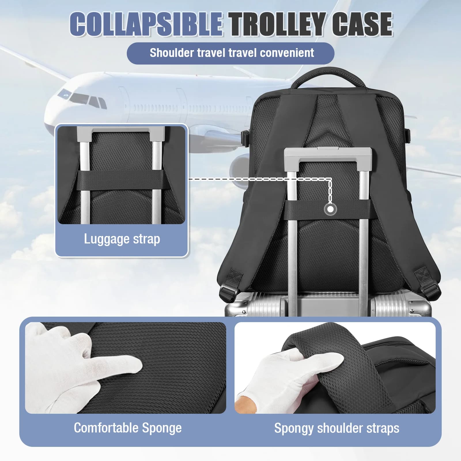 Sac à dos sous vide Ryanair 40x30x20, sac à dos de voyage pour courtes distances, sac de cabine WizA