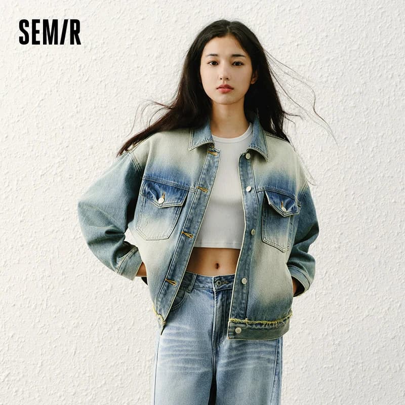 Veste en jean Semir déchirée coupe ample épaules tombantes pour femme – Nouvelle collection Printemp