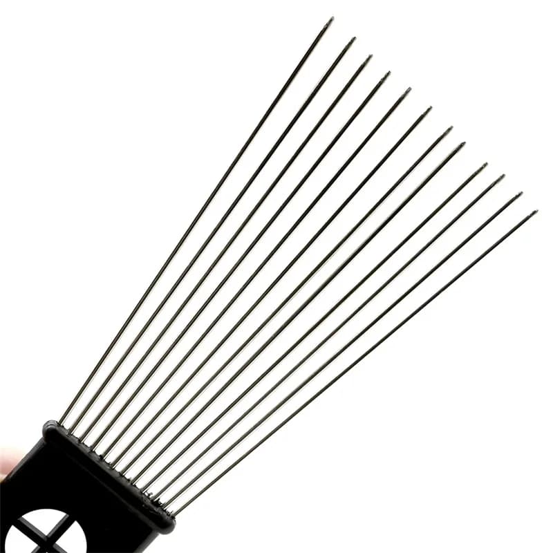 Ensemble de 2 pièces de longues broches en acier inoxydable, peigne à cheveux Afro, éponge à friser,