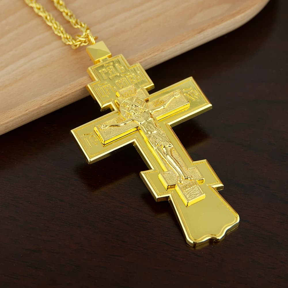 HTISOK – pendentif croix de jésus orthodoxe, pendentif de poitrine de pasteur d'église, fournitures 