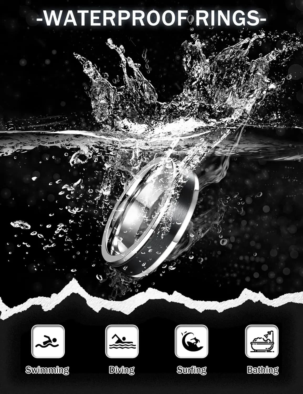 Bobisty 6 pièces anneaux Spinner noirs pour hommes femmes en acier inoxydable Fidget anxiété anti-St