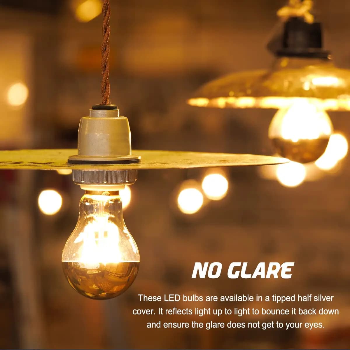 Edison A19 Led filament E27 220V variateur blanc chaud 2700K doré miroir supérieur sans ombre lampe 