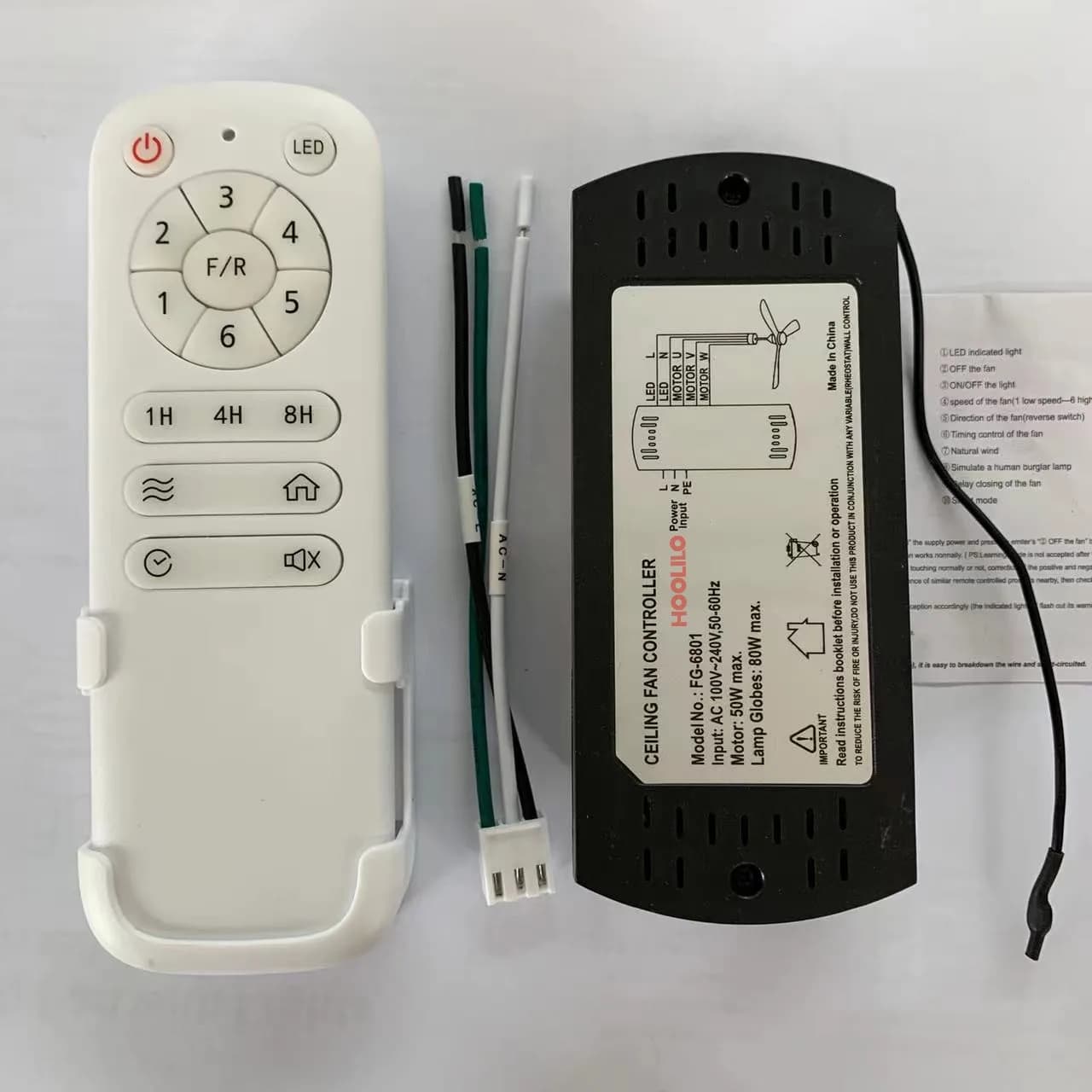 Ventilateur de plafond en bois de grande taille avec télécommande, lumières LED, moteur à courant co