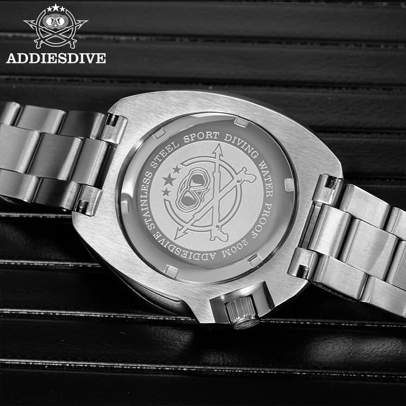 ADDIESDIVE hommes montre verre saphir AR enduit montres à Quartz lumineux 200m étanche tortue plonge