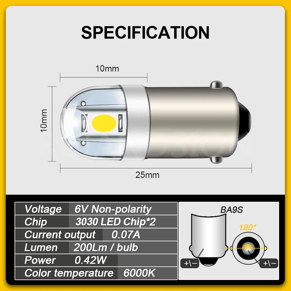 RUIANDSION4X BA9S T4W 3030SMD-Ampoule LED pour Coffre de Voiture, Lampe de Position Latérale existen