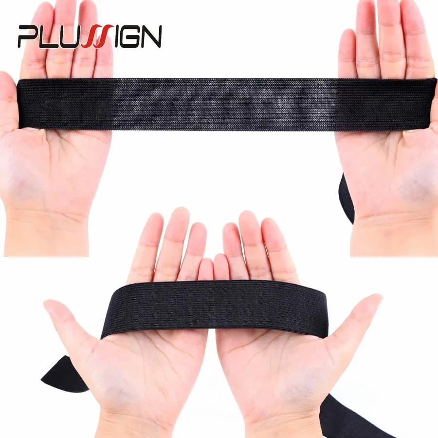 Bande élastique noire pour perruques, 5 mètres de largeur, 1.5-4cm, garniture de ceinture en Spandex