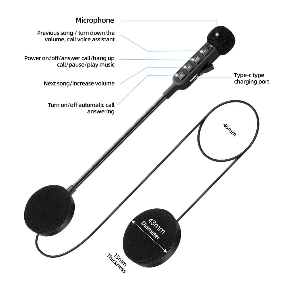 BT30S casque de moto casque Bluetooth 5.3 sans fil écouteur mains libres Kit d'appel stéréo pour cav
