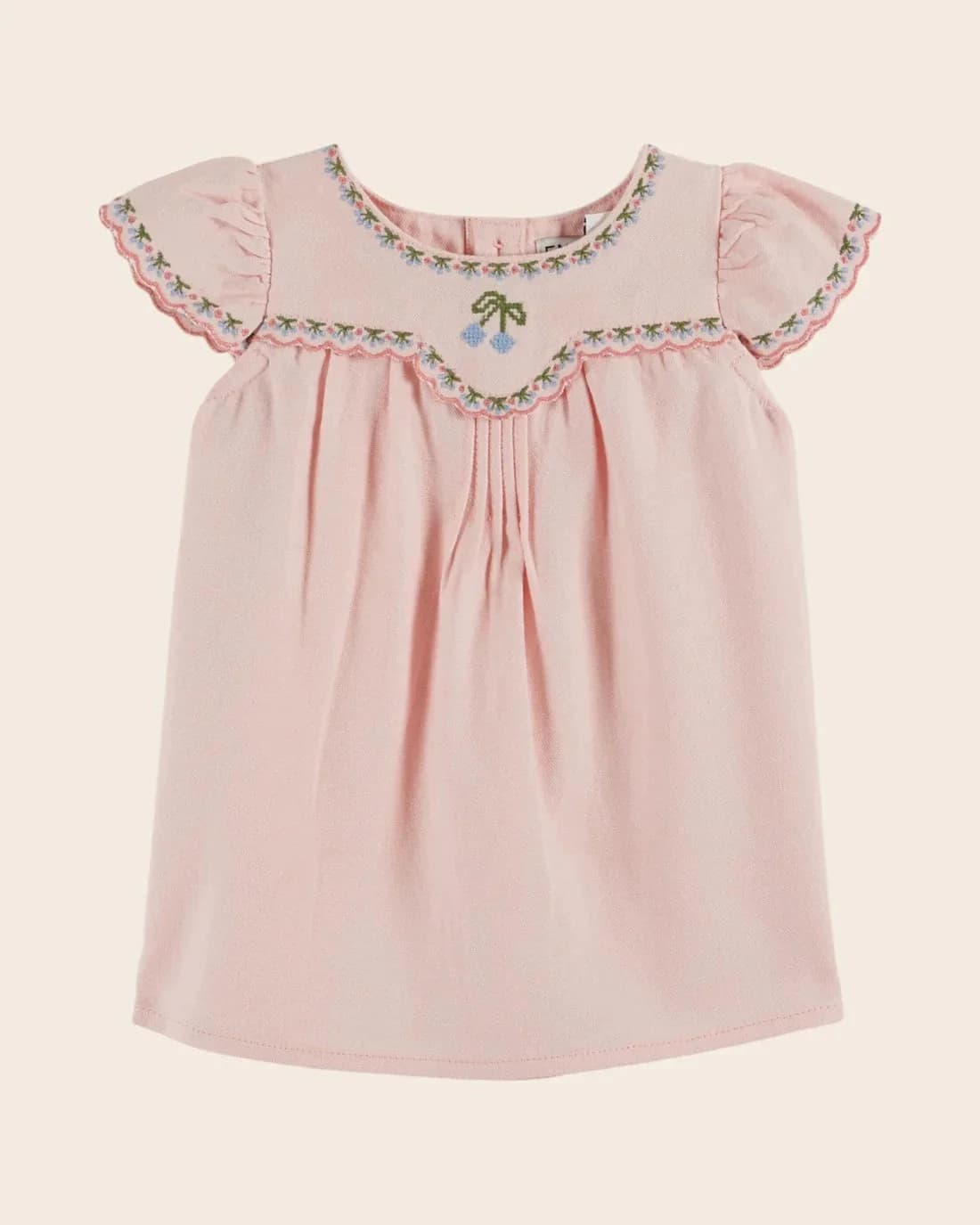 Robe en jean plissée pour fille, broderie florale, manches courtes, style princesse, collection été 