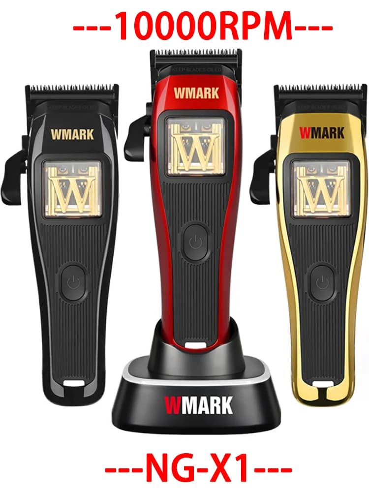 Tondeuse à cheveux professionnelle WMARK NG-X1 pour hommes, moteur magnétique micropuce 10000 tr/min
