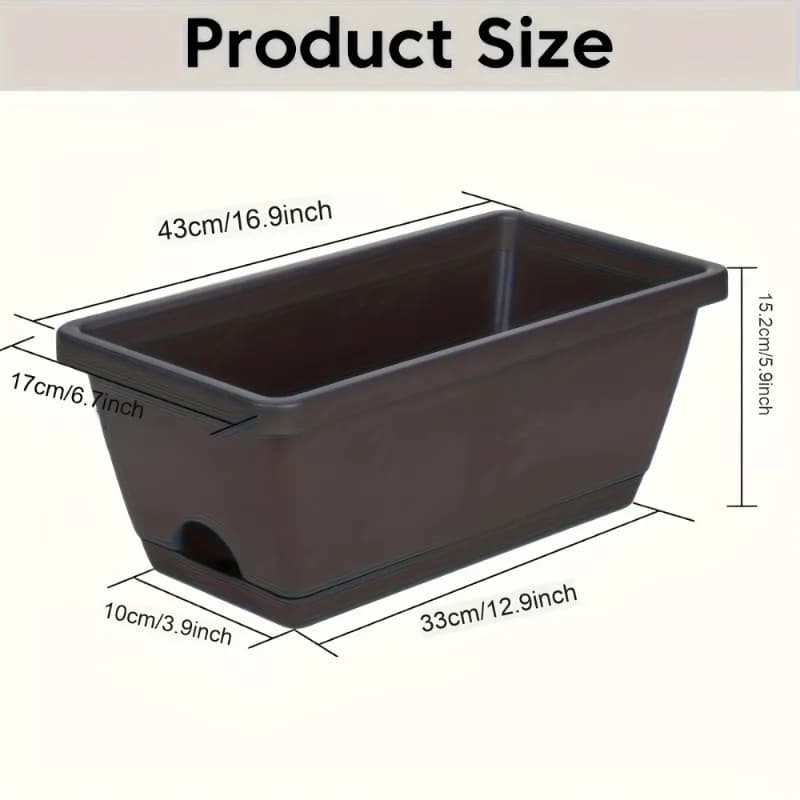 1/3 Pièces Jardinière rectangulaire pour fenêtre, pots de fleurs décoratifs avec trous de drainage, 