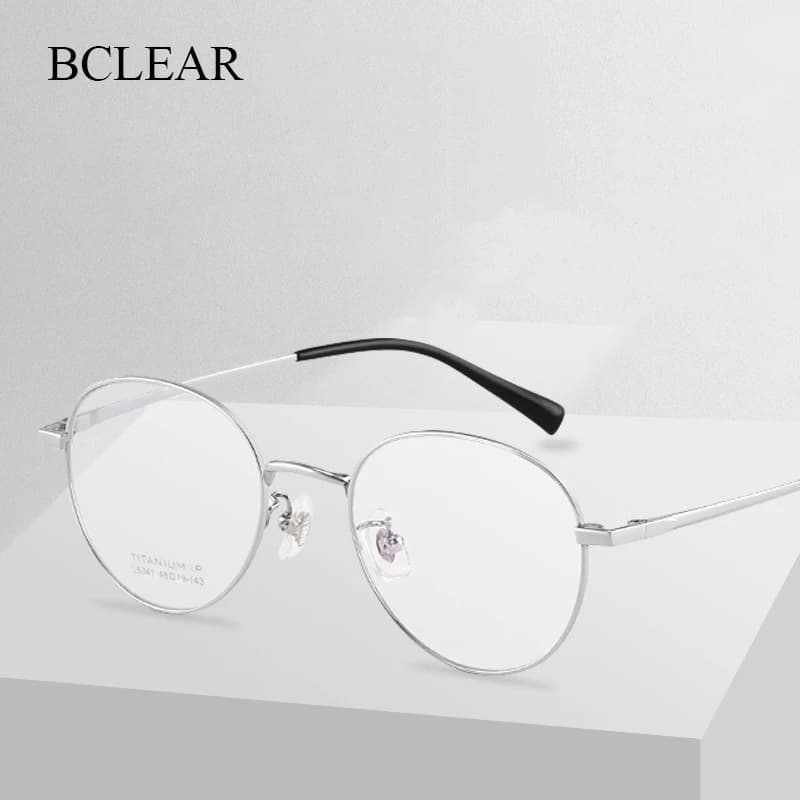 BCLEAR-Lunettes rétro rondes en titane pour hommes et femmes, monture complète, lunettes de myopie, 