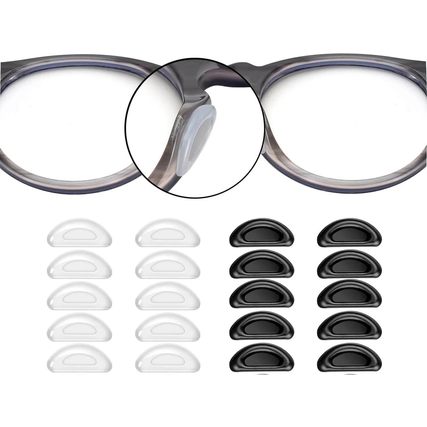 20 pièces plaquette nasale adhésive, plaquettes nasales pour lunettes bâton sur Silicone anti-dérapa