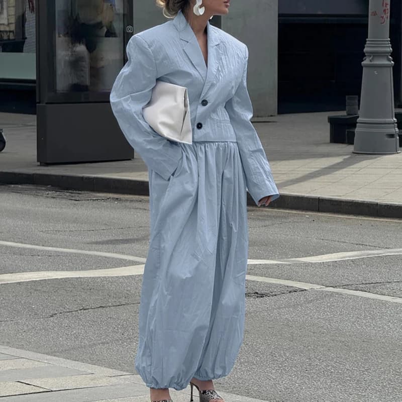 Ensembles de chemises à col en V boutonnées et pantalons à jambes larges pour femmes, printemps-été,