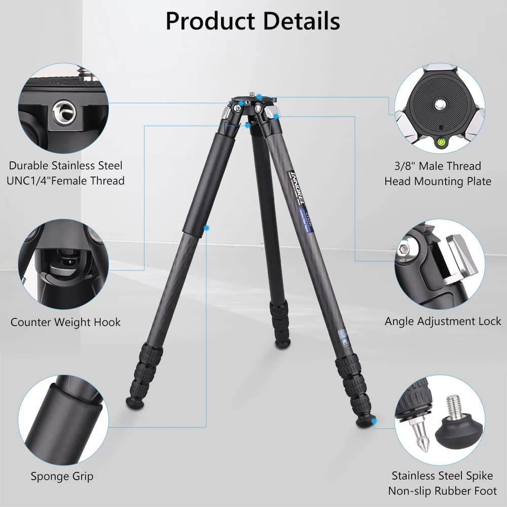 INNOREL-Trépied compact en fibre de carbone avec sac en pierre, CT324C, RapDuty, support de caméra d