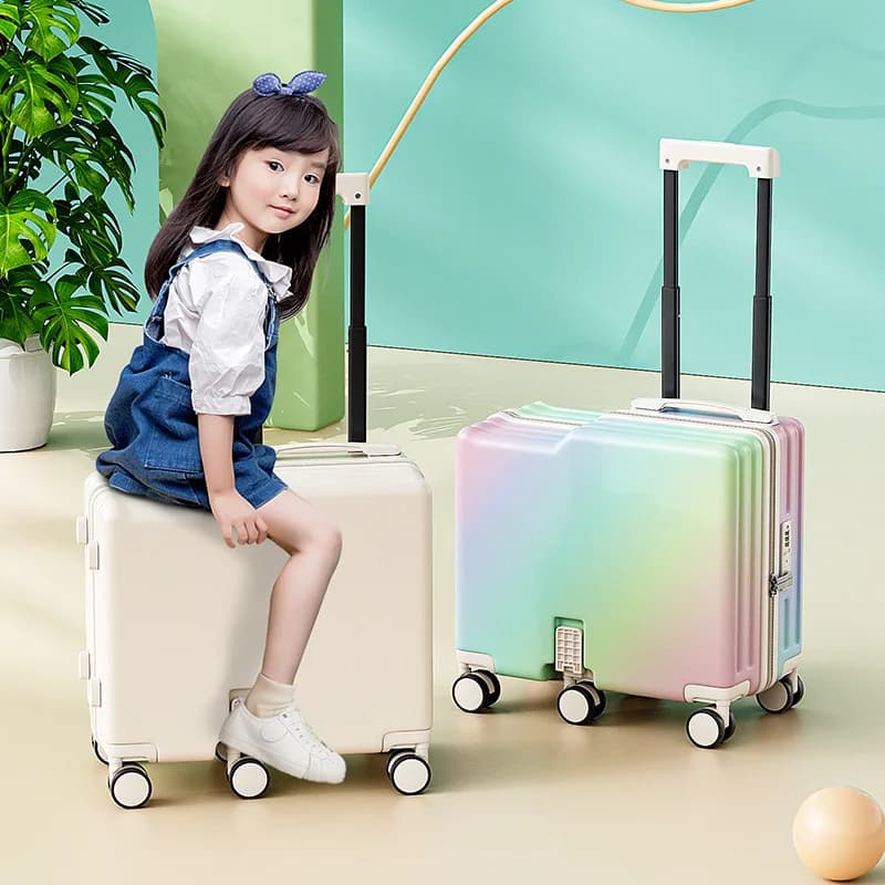 Valises de voyage compactes 18/20 pouces pour enfants, valise à roulettes multifonctionnelle en ABS+