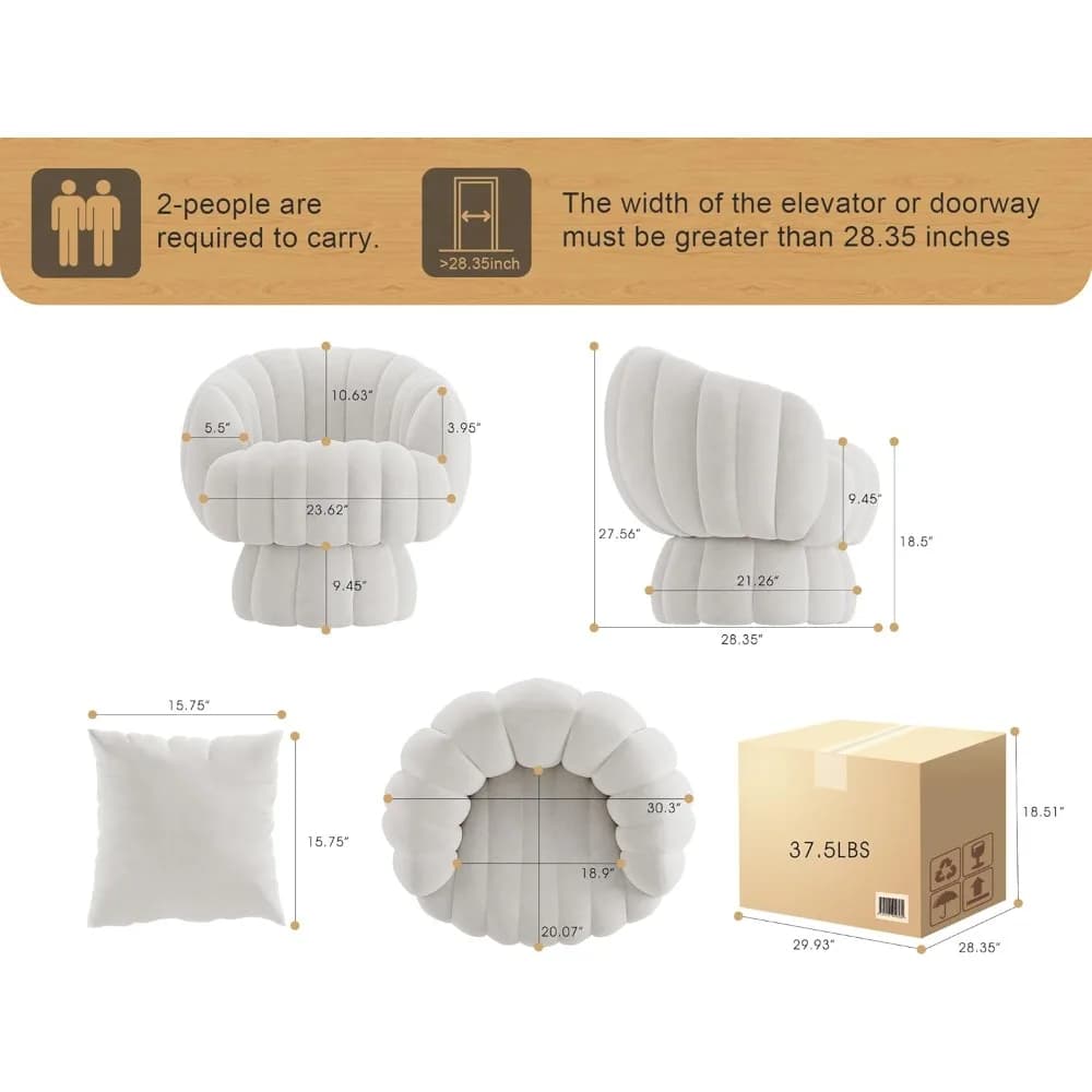 Ensemble de 2 chaises de canapé d'appoint pivotantes modernes à 360 degrés du milieu du siècle, chai
