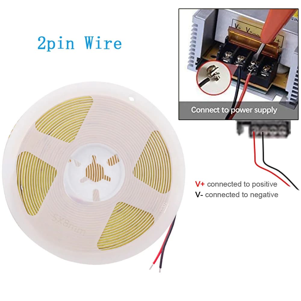 Bande lumineuse LED COB PCB 3mm 5mm, 5V 12V 24V 320LED 8mm CRI90, bande LED Flexible Super brillante