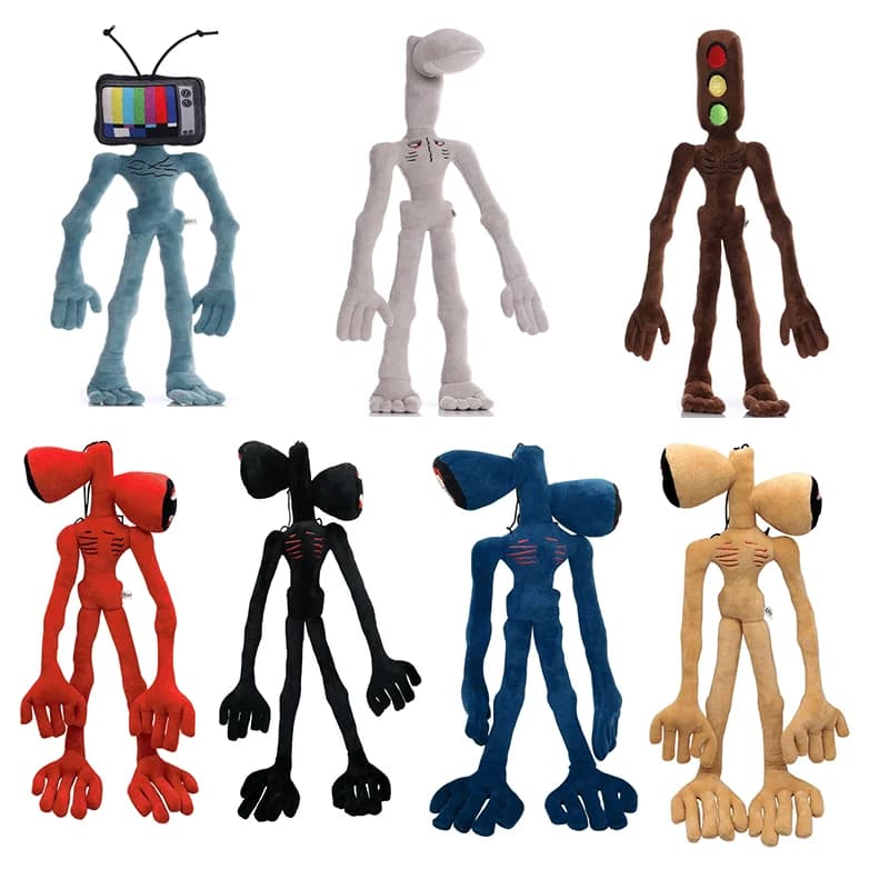 Anime sirène tête en peluche poupée jouets effrayant noir blanc rouge Sirenhead chat cacahuète doux 