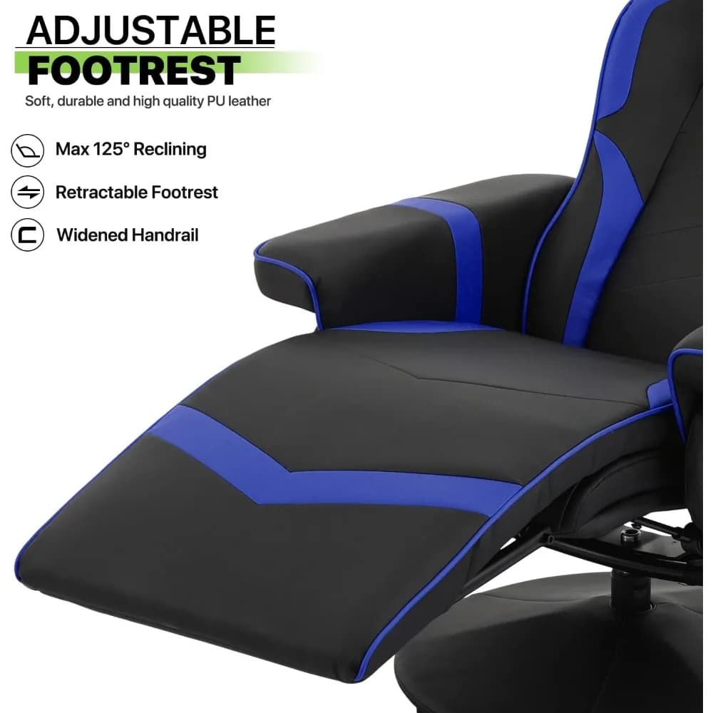 360 °   Fauteuil inclinable de jeu pivotant, chaise inclinable ergonomique en cuir PU avec dossier r