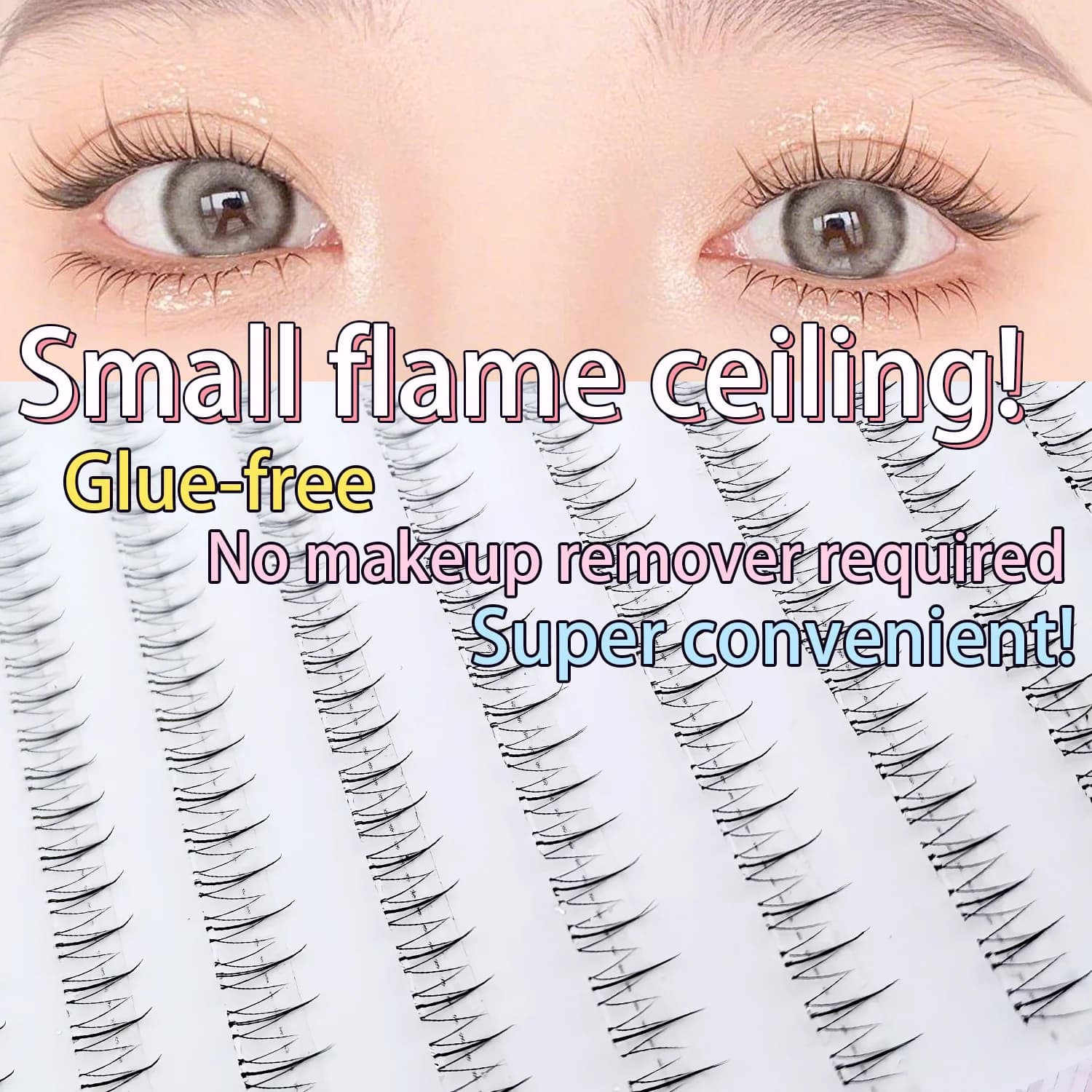 Faux cils inférieurs sans colle, effet naturel, sans dégâts de colle, application facile, idéal pour