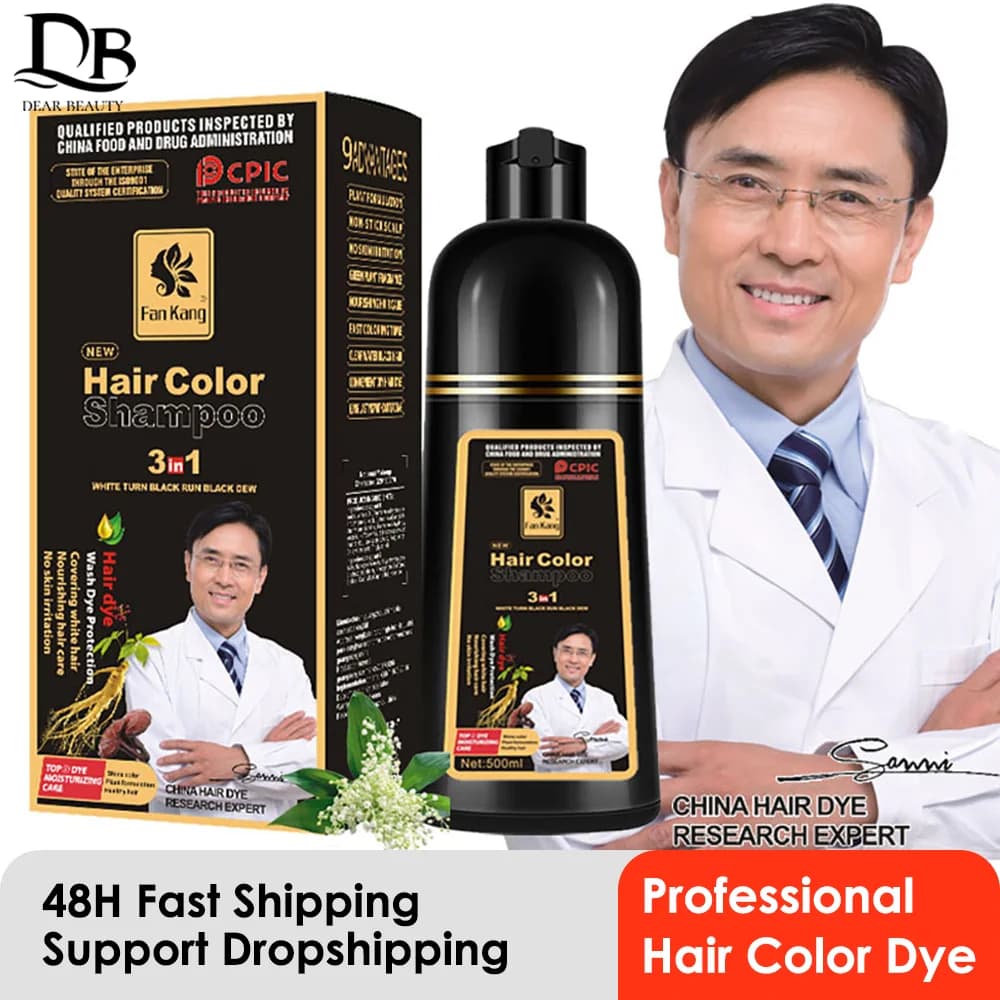Shampooing Teinture Bio Naturel, Rapide, Permanent, Cheveux, Essence de Plantes, Crème Couvrante, Co