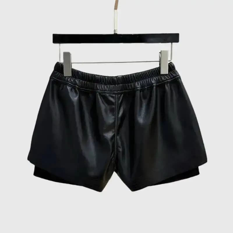 HKSH été nouvelles femmes Style foncé Shorts en cuir PU cordon taille élastique mode Punk Streetwear